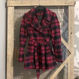 JouJou fuchsia and black plaid coat small
